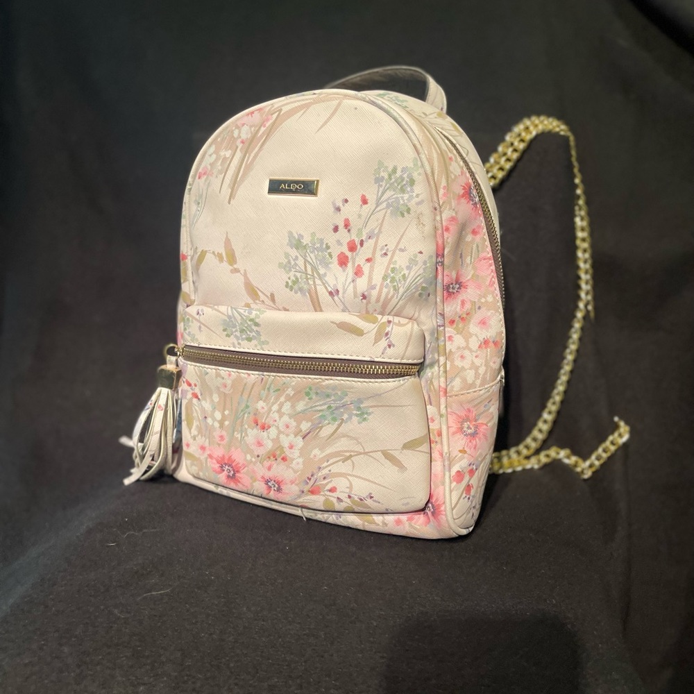 Aldo Backpack - Floral w/ Gold Chain Straps